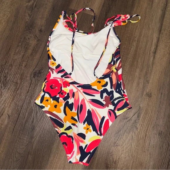 American Eagle Aerie Like New Floral Warm Tone One Piece Swimsuit - Picture 5 of 6